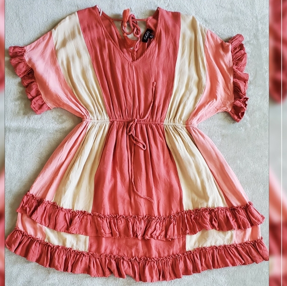 GIGIO BY UMGEE Marsala Color‎ Block V Neck Mini Dre - Picture 4 of 16